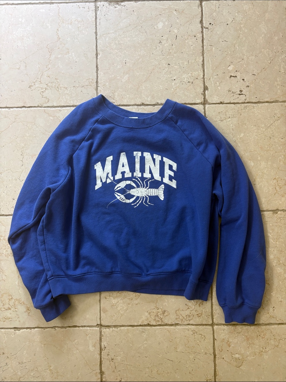 GAP Royal Blue 'MAINE' Crewneck Sweatshirt with Lobster Graphic